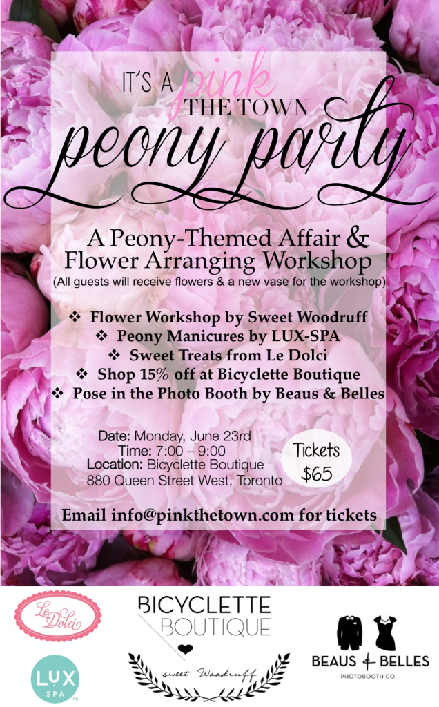 pink the town peony party invite