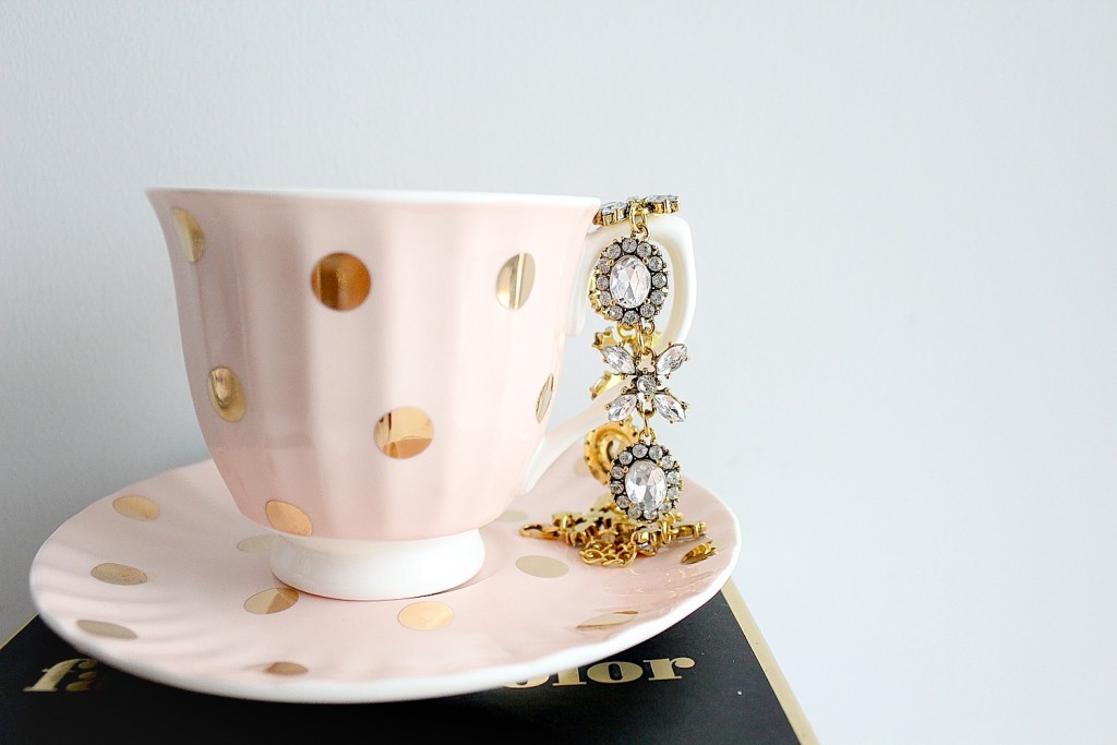 pink gold tea cup