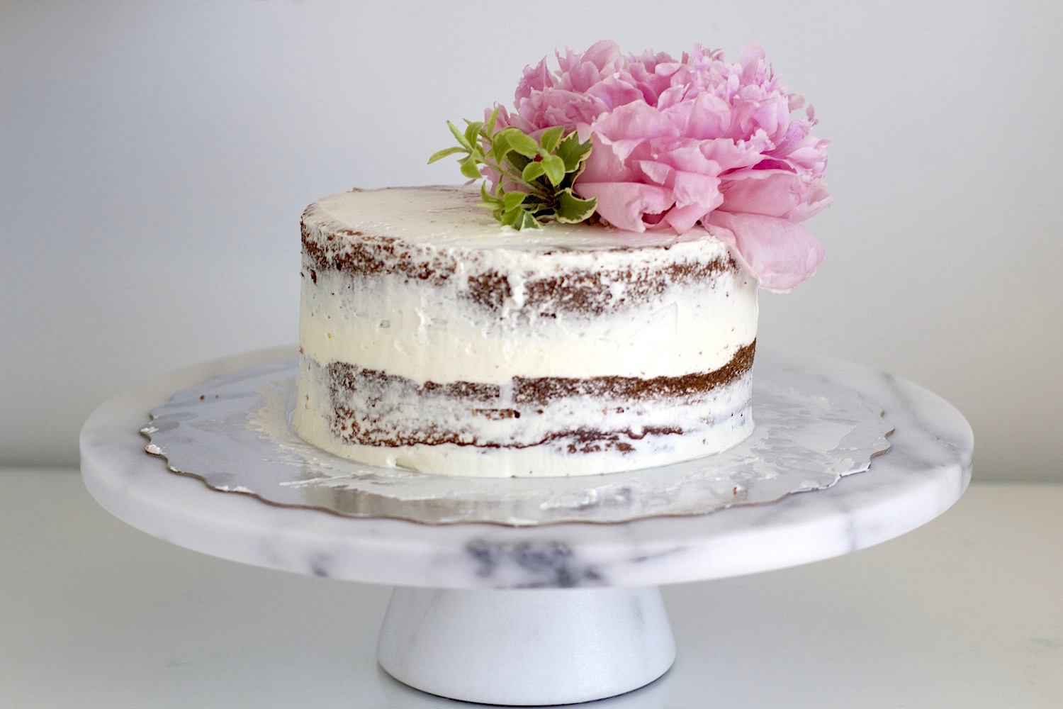 peony naked cake